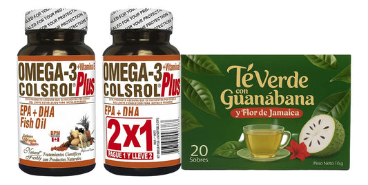 Te Verde Con Hojas De Guanábana Y Jamaica Omega3 Colsrol 2x1