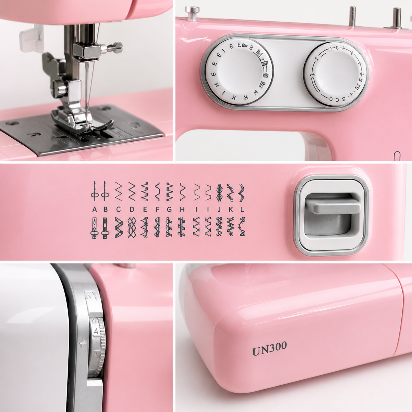 Máquina De Coser Familiar Union Un300 24 Puntadas Rosada