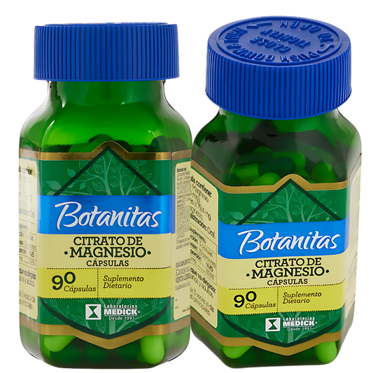 Citrato de Magnesio 490mg Botanitas x2 Frascos (180 Cápsulas) – Energía, Músculos y Estrés