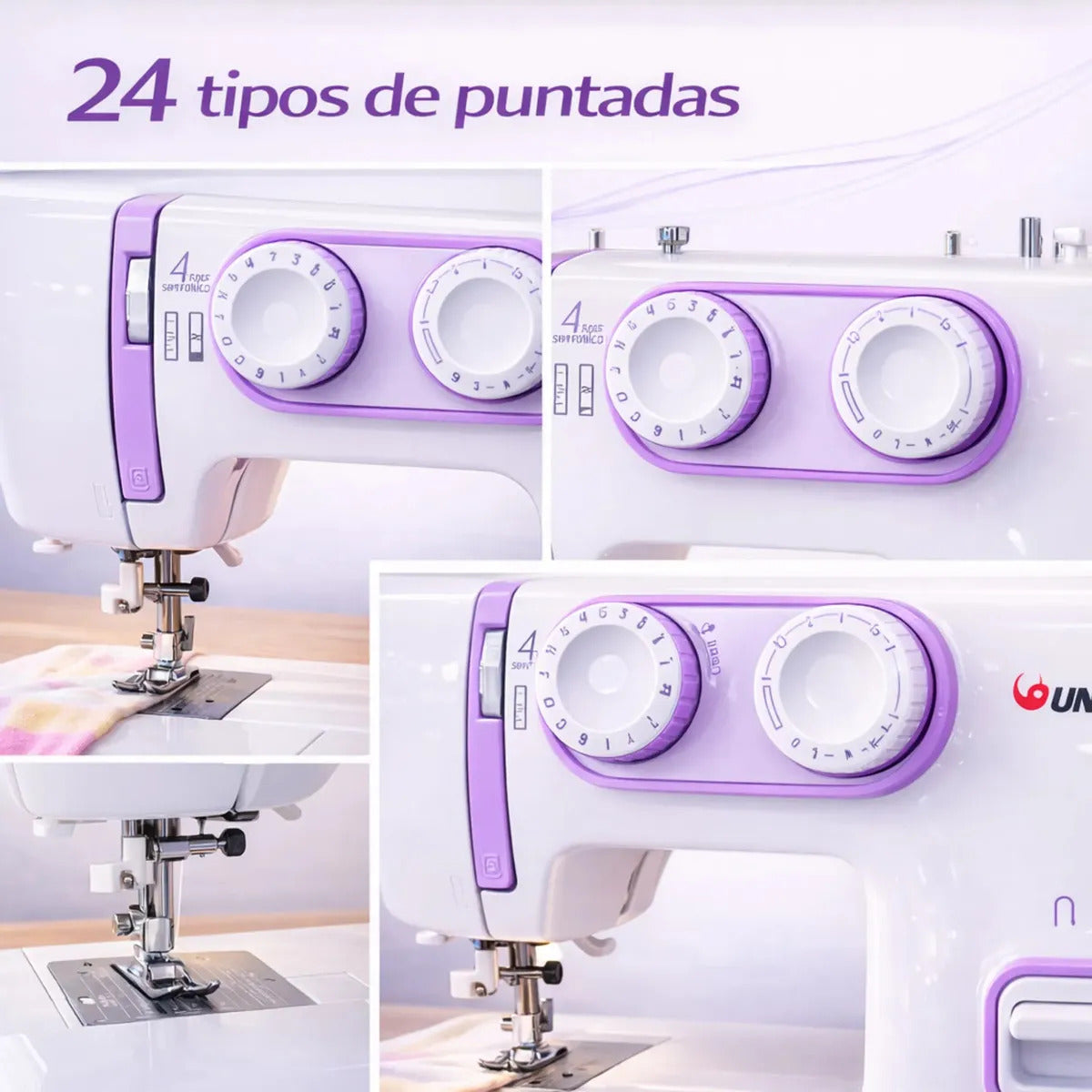Máquina De Coser Familiar Union Un300 24 Puntadas Morado