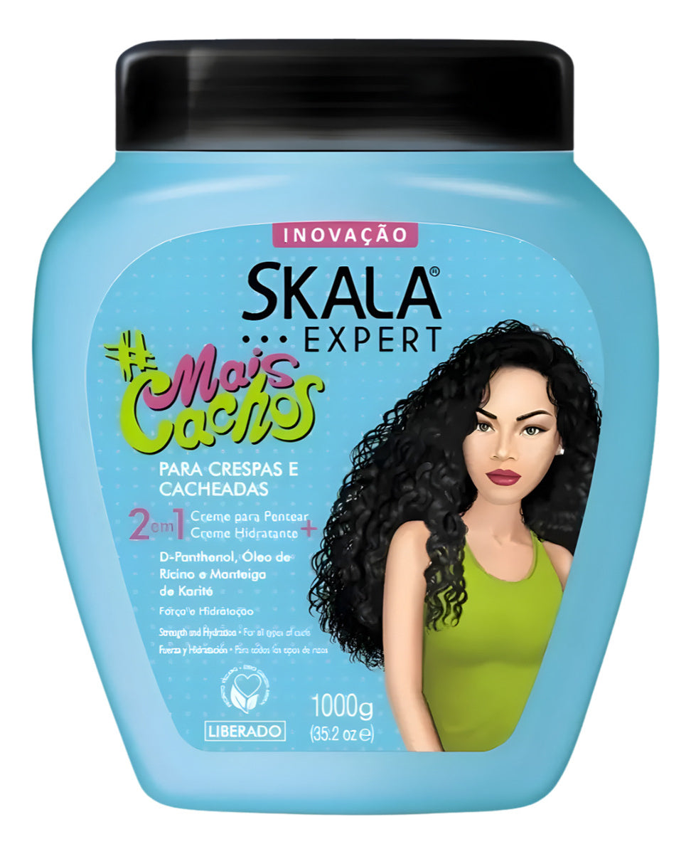 Vitaminas Complejo B Botanitas + Crema 2 En 1 Skala Mais Cachos 1000g Hidratación Profunda Para Cabello Rizado Y Crespo