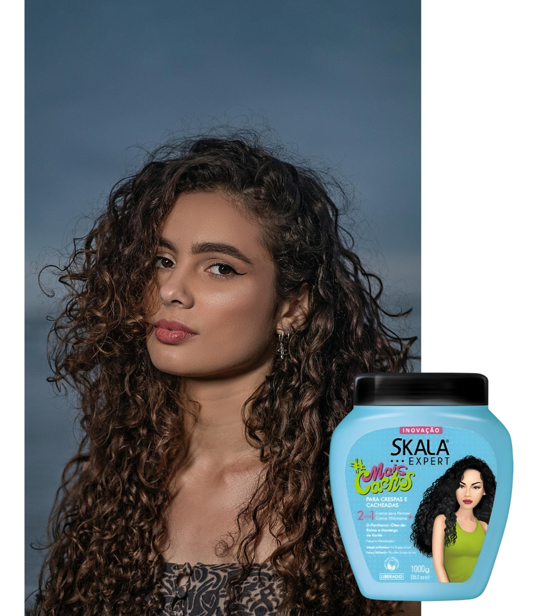 Vitaminas Complejo B Botanitas + Crema 2 En 1 Skala Mais Cachos 1000g Hidratación Profunda Para Cabello Rizado Y Crespo