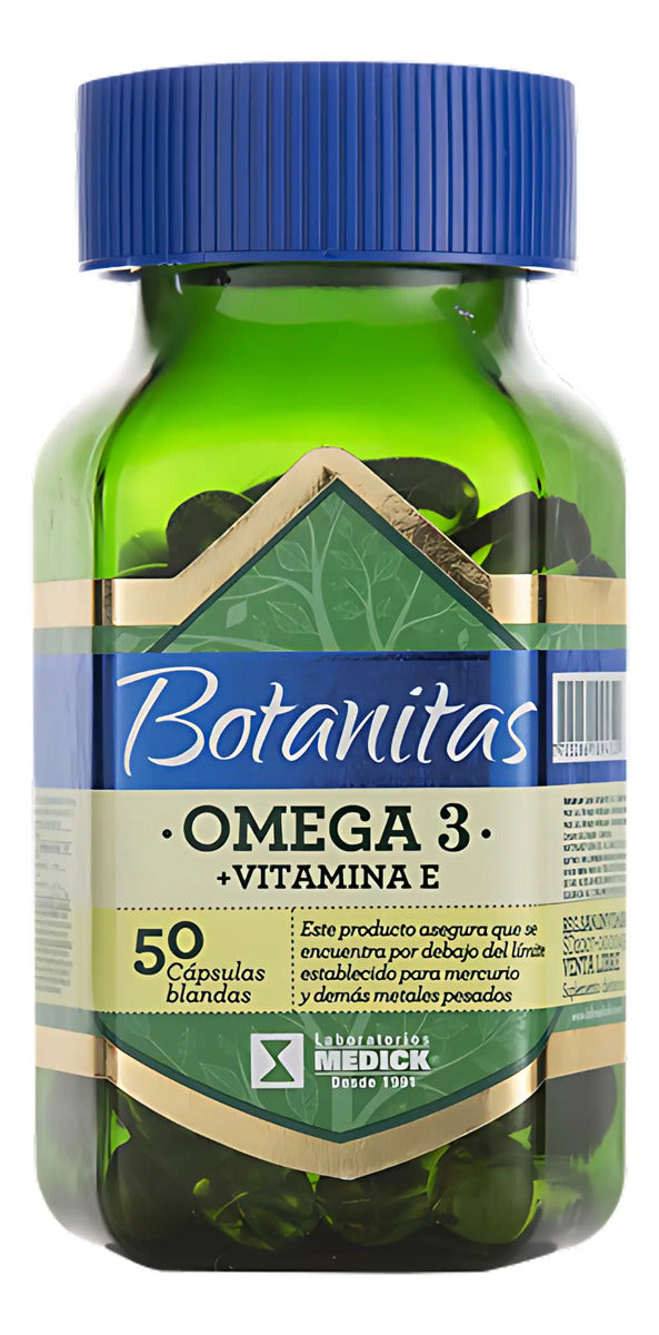 Kit Hierro Forte Ácido Fólico Vitamina C 50 Cápsulas Natural Freshly + Omega 3 Con Vitamina E 50 Cápsulas Marca Botanitas