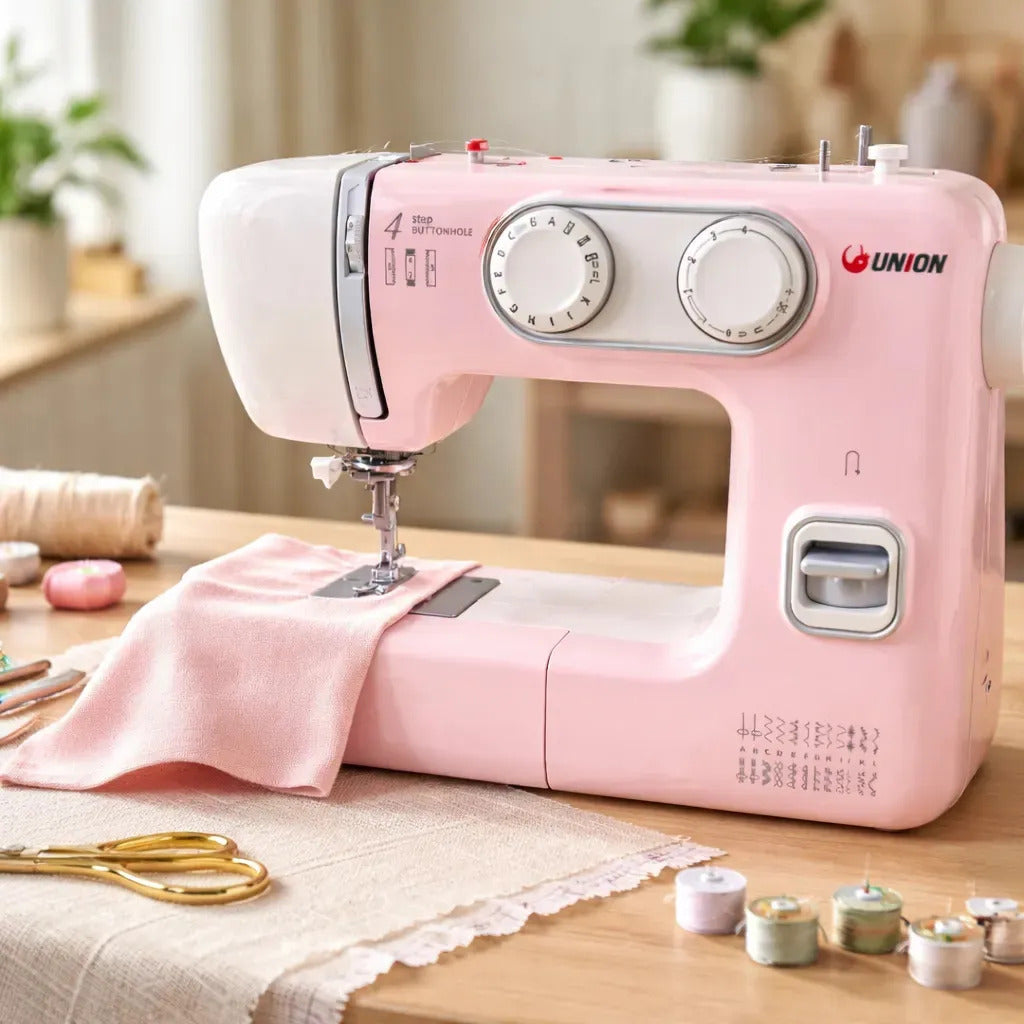 Máquina De Coser Familiar Union Un300 24 Puntadas Rosada