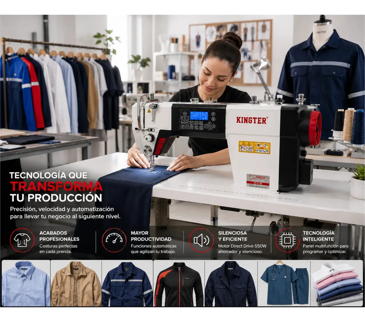 Máquina De Coser Plana Electrónica Kingter Kt-d7-4r