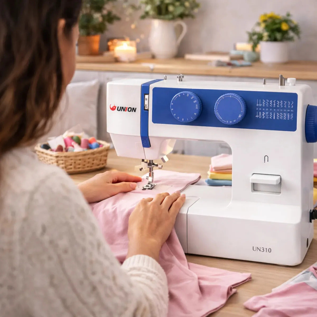 Máquina De Coser Familiar Union Un310 24 Puntadas Azul