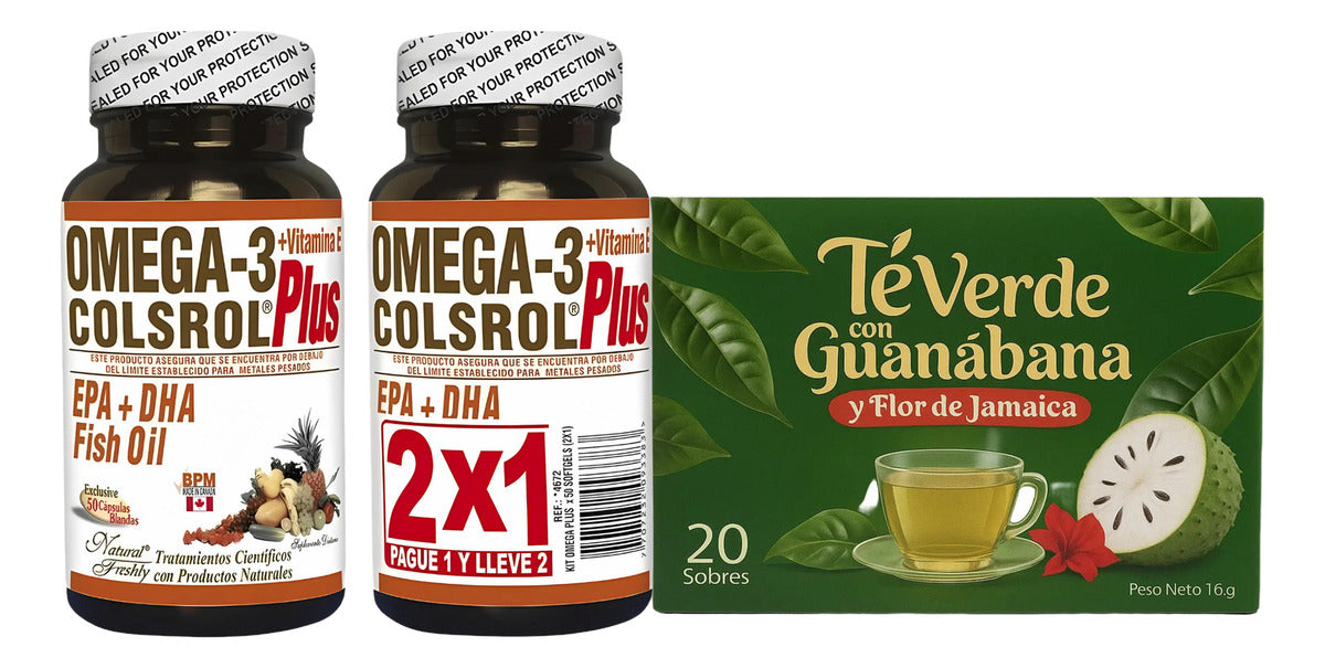 Te Verde Con Hojas De Guanábana Y Jamaica Omega3 Colsrol 2x1