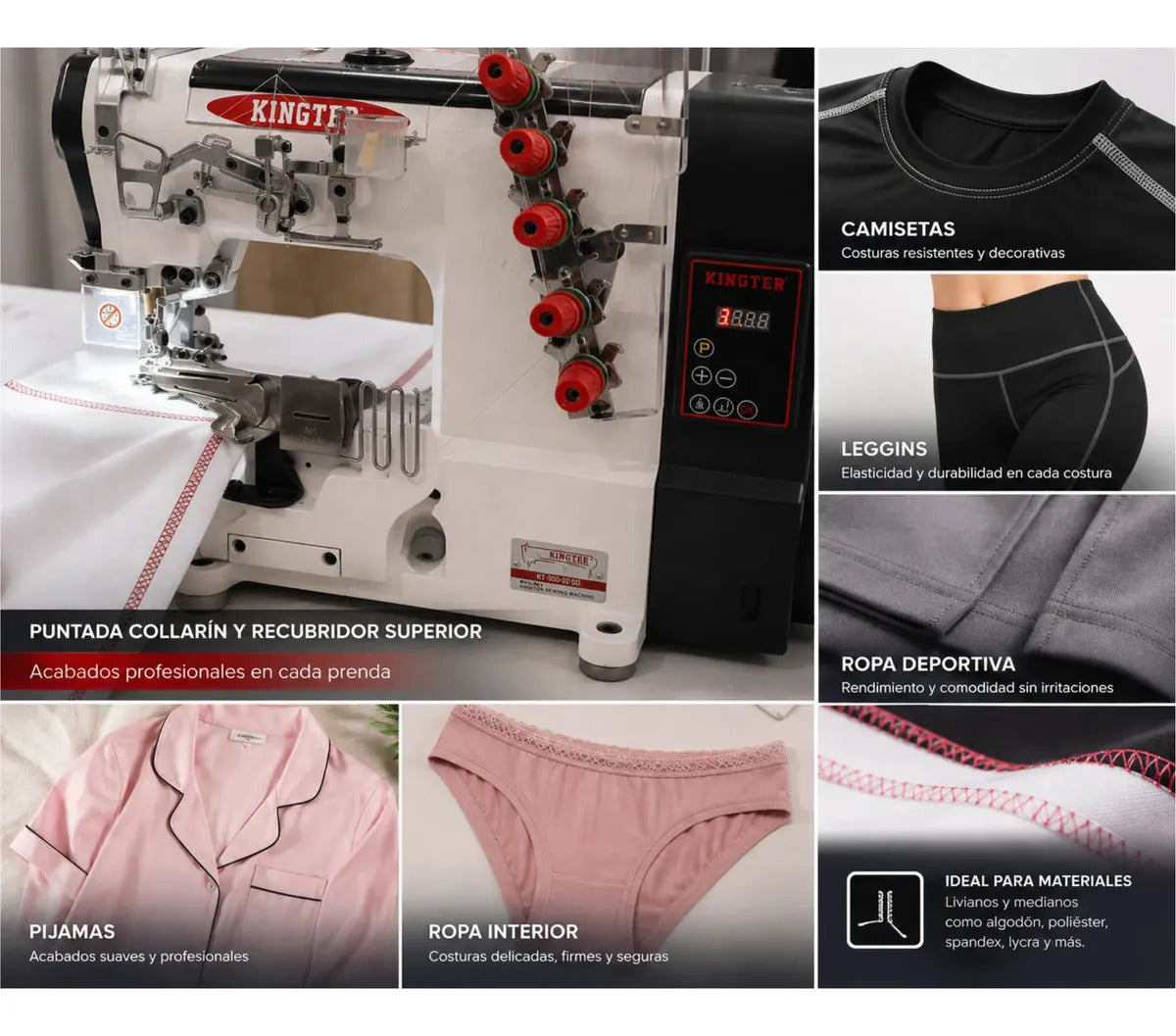 Máquina De Coser Collarín Recubridora Kingter Kt-500-02ddi