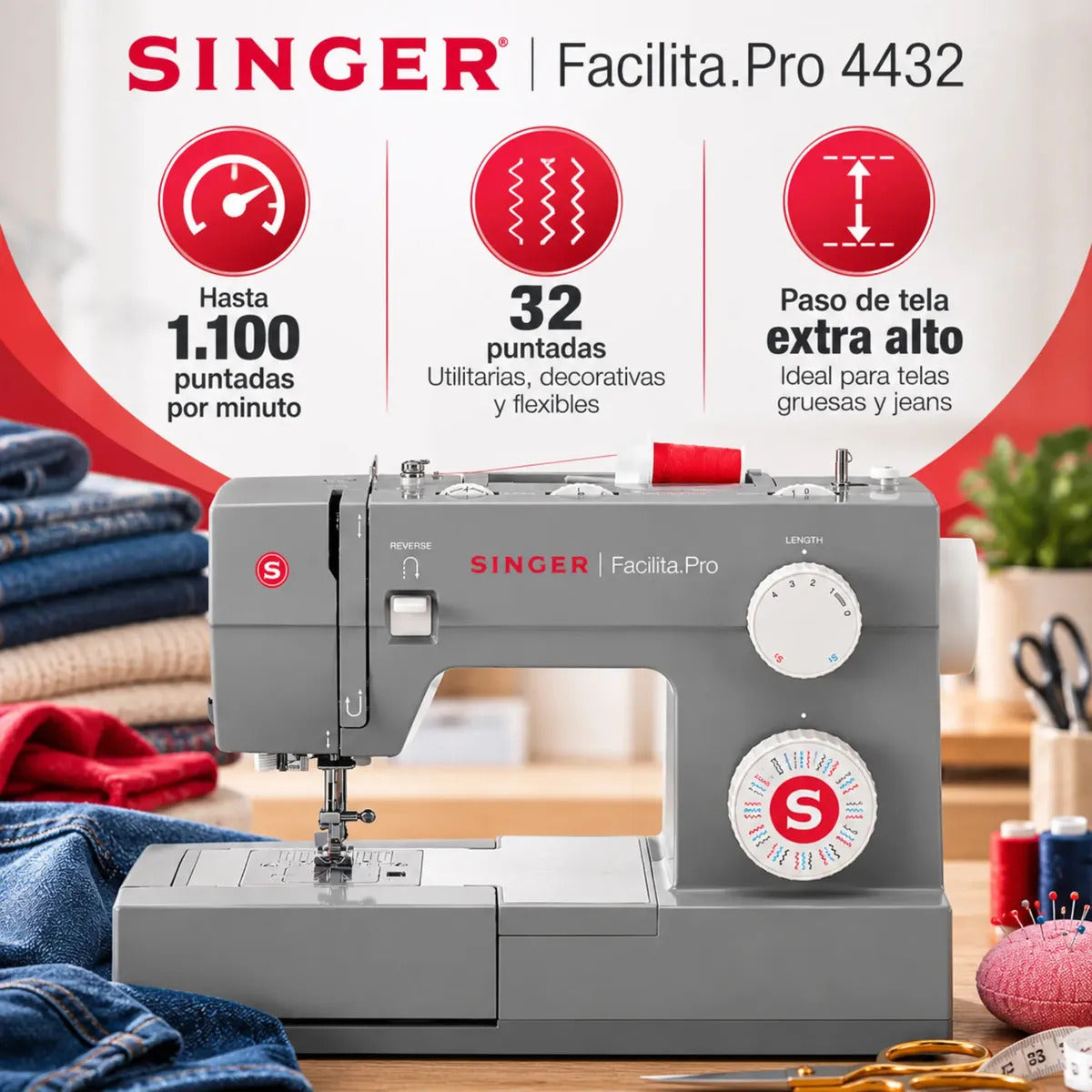 Máquina De Coser Recta Singer  4432 Portable