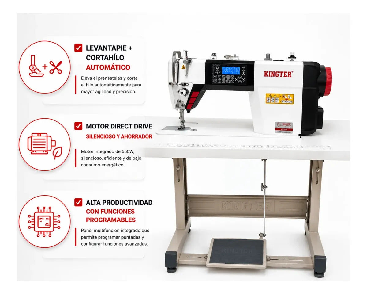 Máquina De Coser Plana Electrónica Kingter Kt-d7-4r