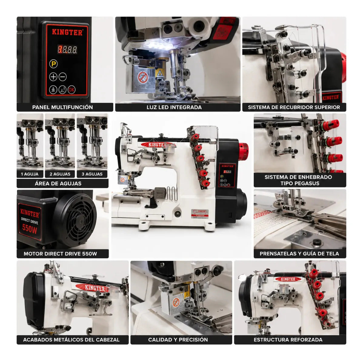 Máquina De Coser Collarín Recubridora Kingter Kt-500-02ddi