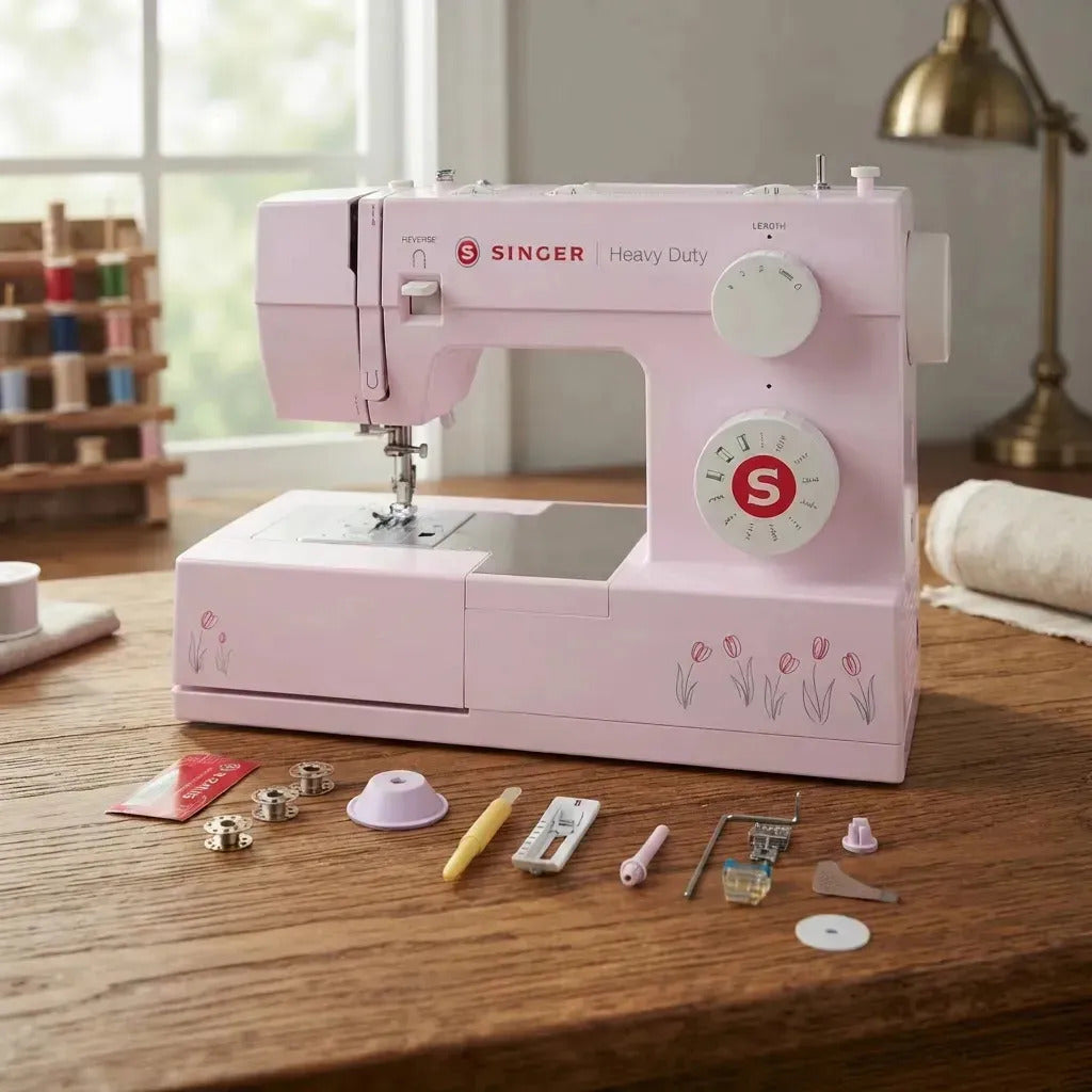 Máquina De Coser Singer Heavy Duty 4411 Rosada Familiar