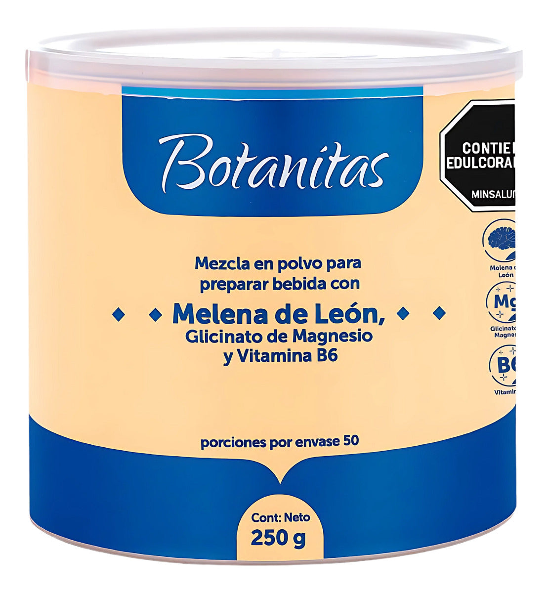 Suplemento Botanitas Melena de León 250g Glicinato Magnesio Vitamina B6 Natural Sin Gluten