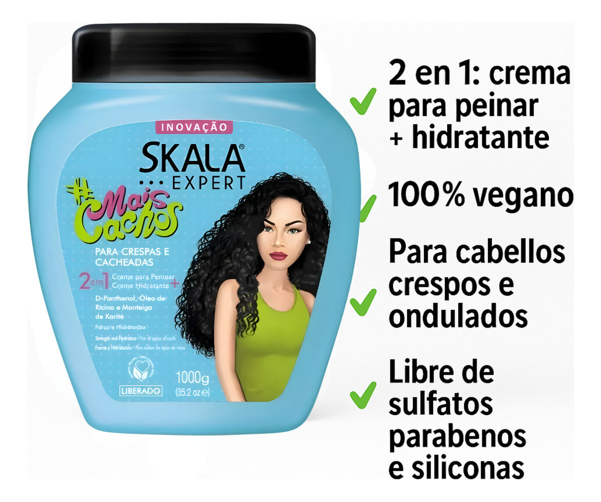 Vitaminas Complejo B Botanitas + Crema 2 En 1 Skala Mais Cachos 1000g Hidratación Profunda Para Cabello Rizado Y Crespo