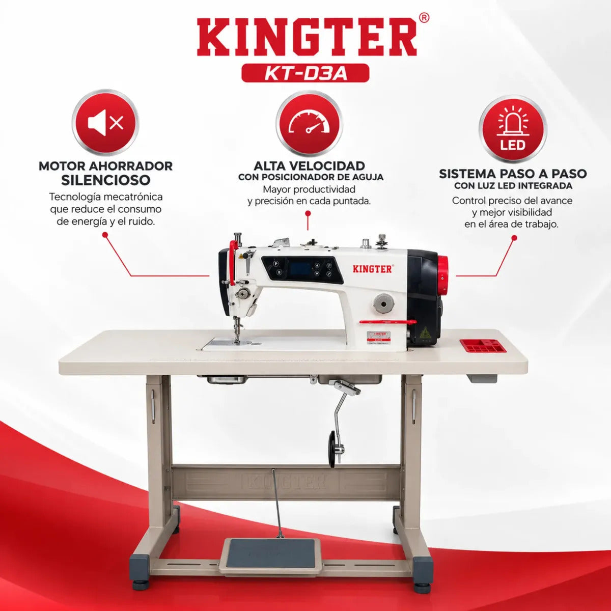 Maquina De Coser Industrial Plana Mecatrónica Kingter Kt D3a