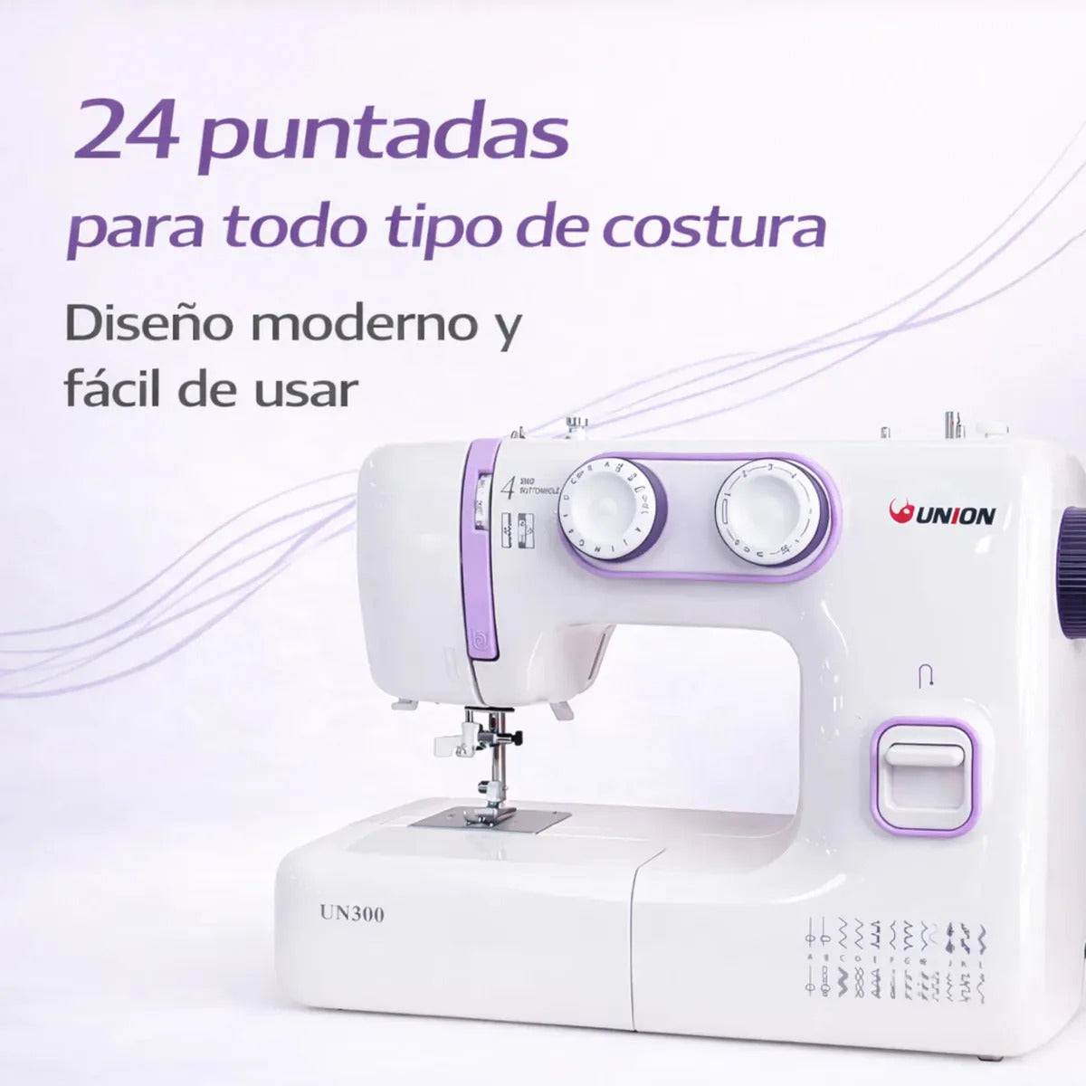 Máquina De Coser Familiar Union Un300 24 Puntadas Morado