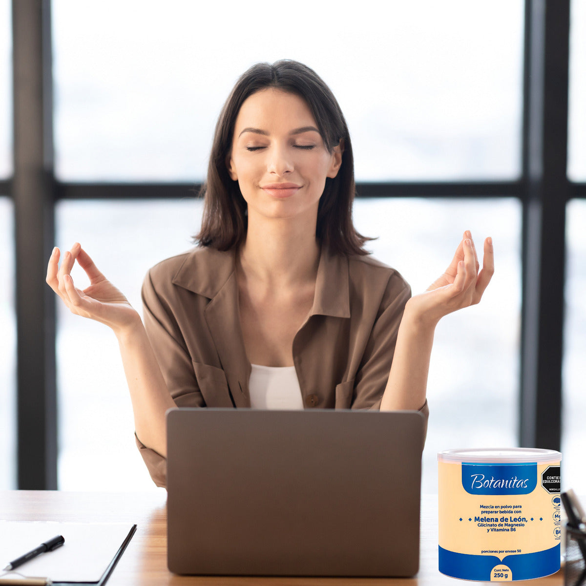 Suplemento Botanitas Melena de León 250g Glicinato Magnesio Vitamina B6 Natural Sin Gluten