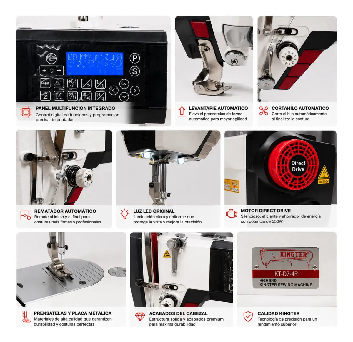 Máquina De Coser Plana Electrónica Kingter Kt-d7-4r