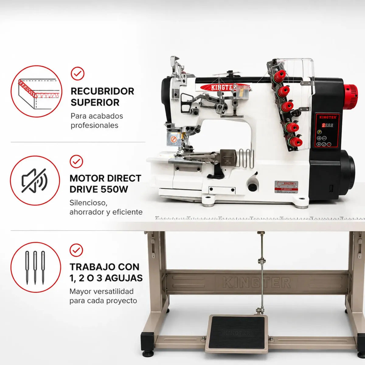 Máquina De Coser Collarín Recubridora Kingter Kt-500-02ddi