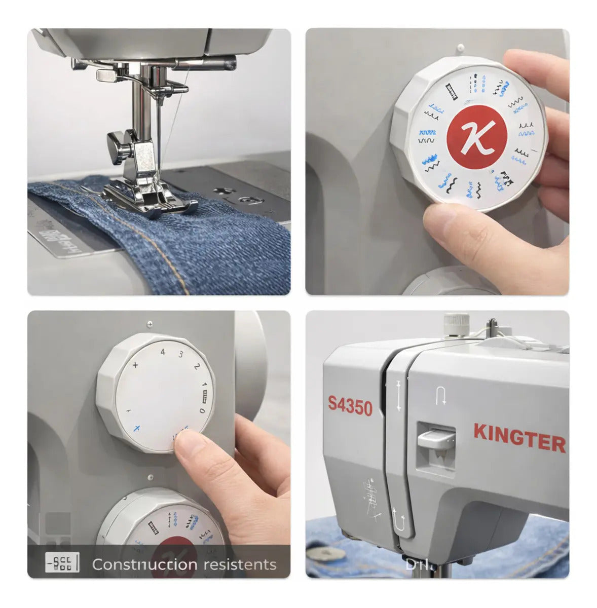 Kingter S4350 Máquina De Coser Heavy Duty Gris