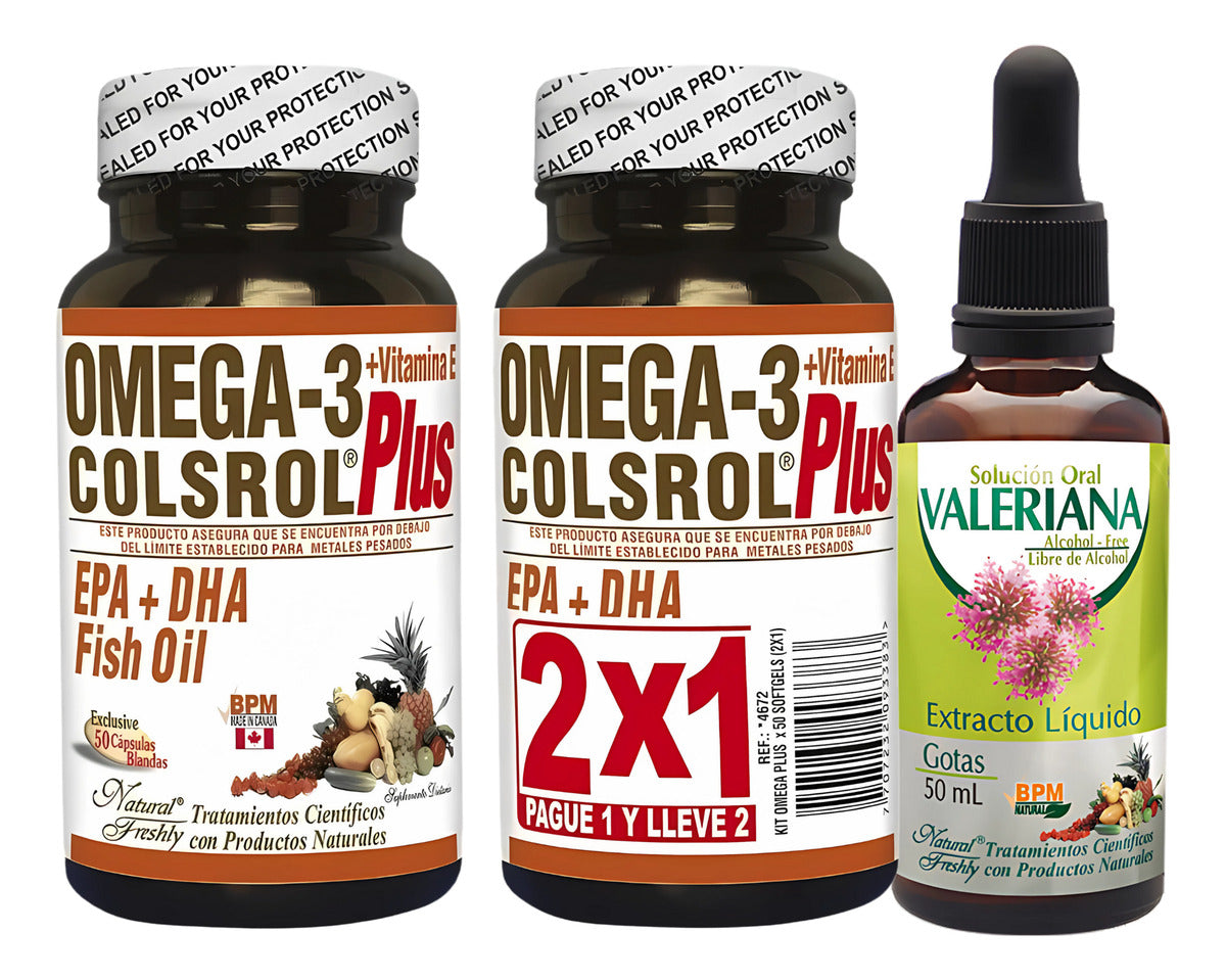 Kit Omega 3 Colsrol Plus 50 Cápsulas 2x1 + Valeriana Natural Freshly