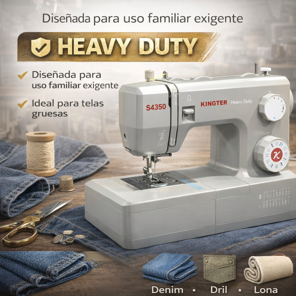 Kingter S4350 Máquina De Coser Heavy Duty Gris