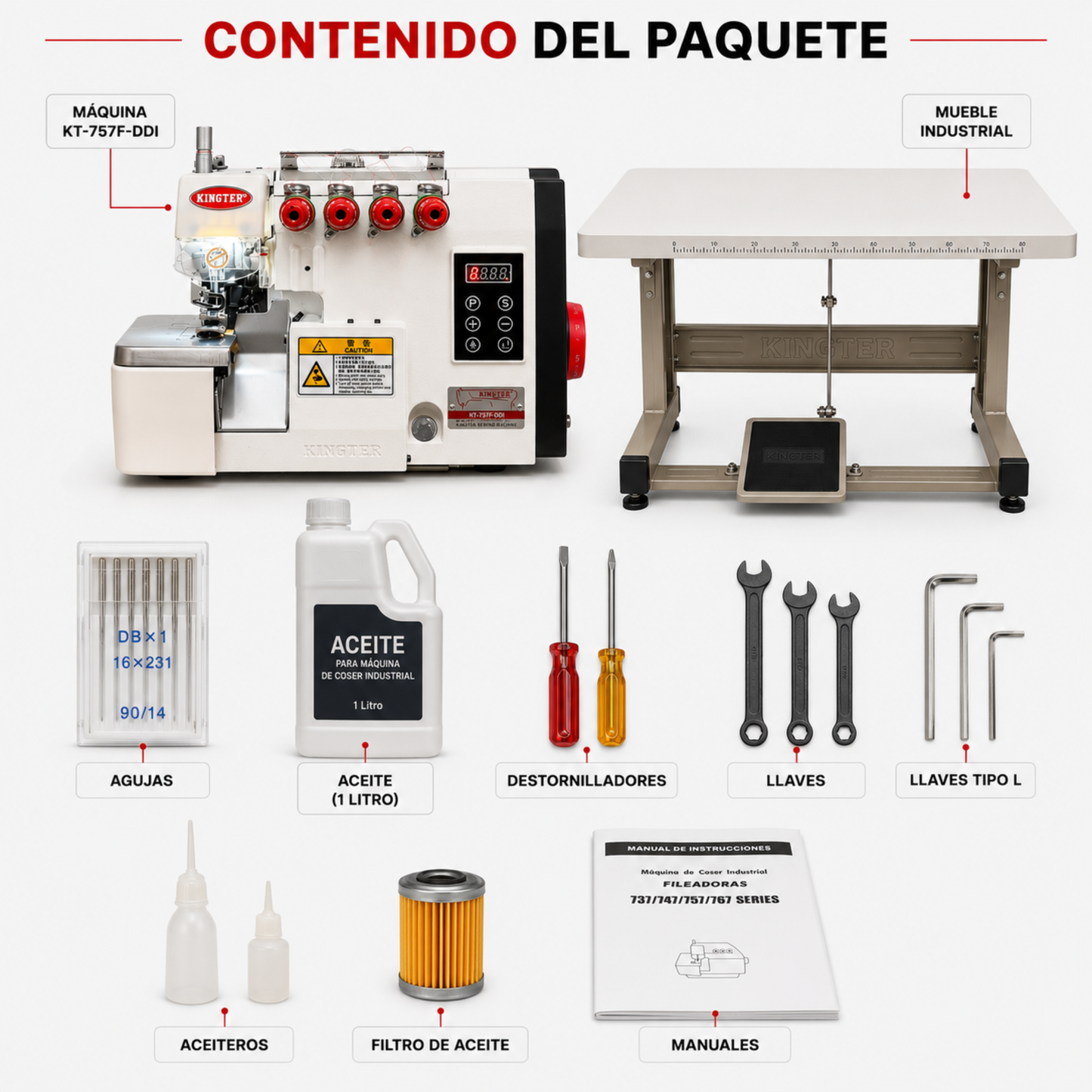 Fileteadora Mecatrónica Industrial Kingter Kt-757f-ddi 5 Hilos