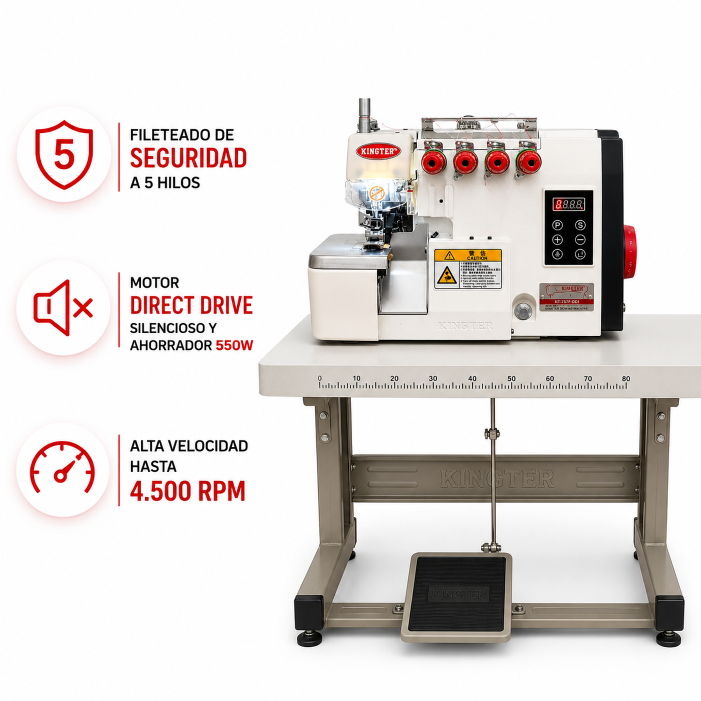 Fileteadora Mecatrónica Industrial Kingter Kt-757f-ddi 5 Hilos