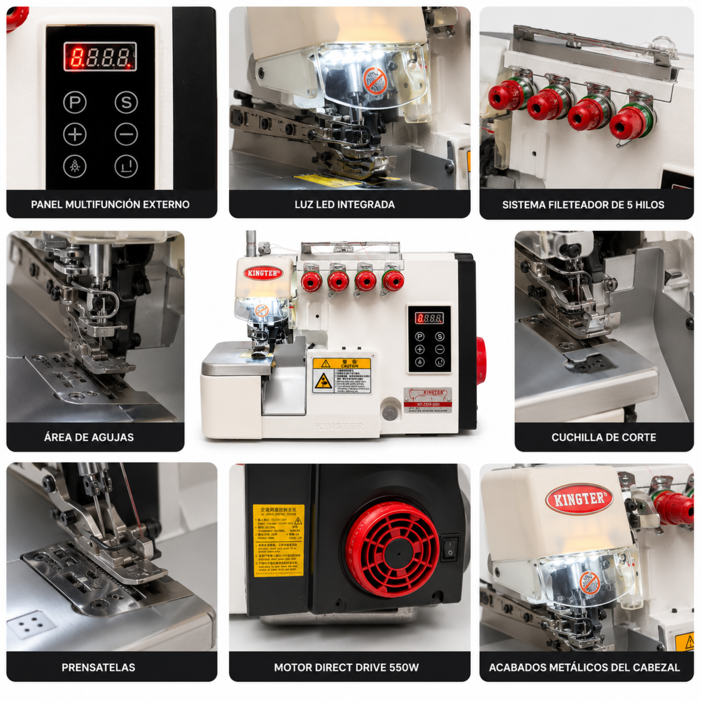 Fileteadora Mecatrónica Industrial Kingter Kt-757f-ddi 5 Hilos