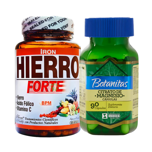Kit Hierro Forte + Ácido Fólico + Vitamina C 50 Cápsulas Natural Freshly + Citrato De Magnesio 90 Cápsulas Marca Botanitas