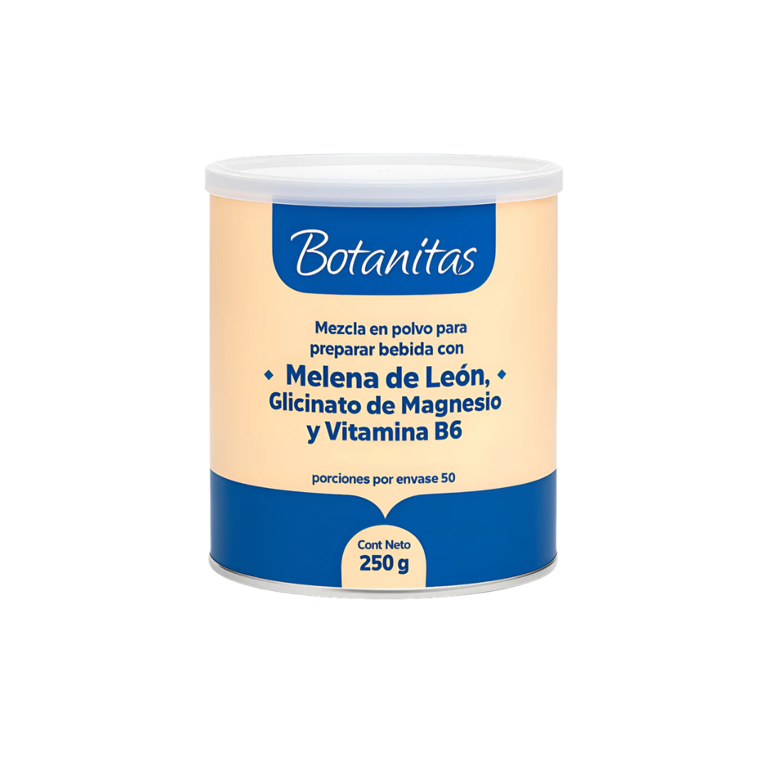 Suplemento Botanitas Melena de León 250g Glicinato Magnesio Vitamina B6 Natural Sin Gluten