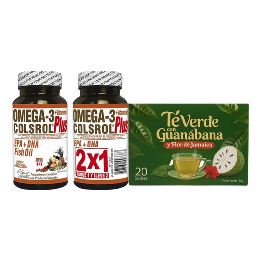 Te Verde Con Hojas De Guanábana Y Jamaica Omega3 Colsrol 2x1
