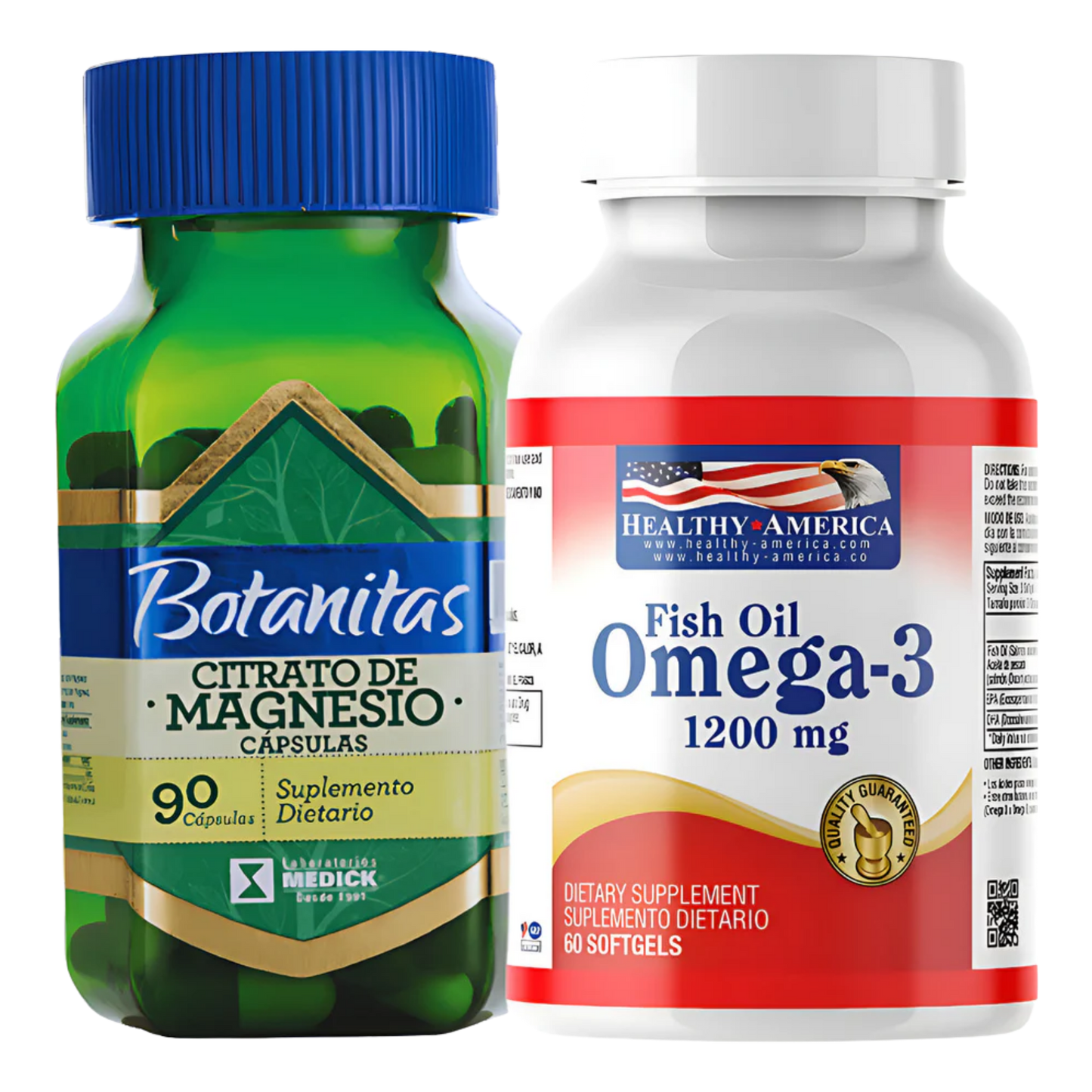 Citrato De Magnesio Botanitas + Omega 3 Americano Healthy America