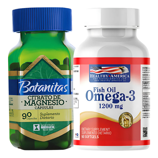 Citrato De Magnesio Botanitas + Omega 3 Americano Healthy America